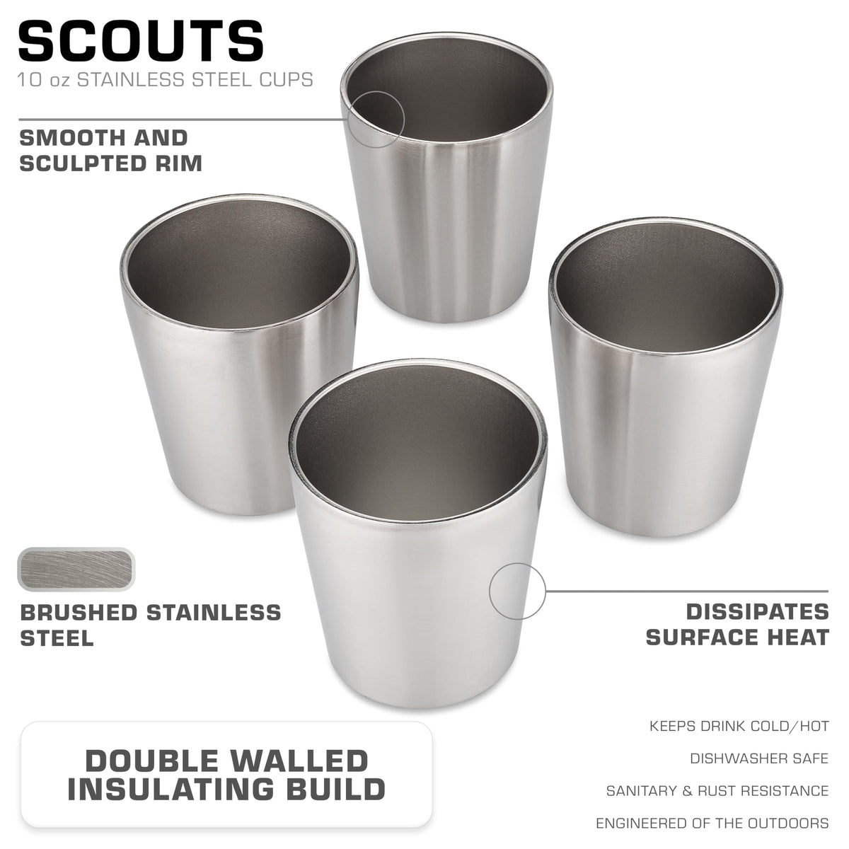 9 Cup Percolator Coffee Pot & 10 oz Double Wall Stainless Steel Cups M2359