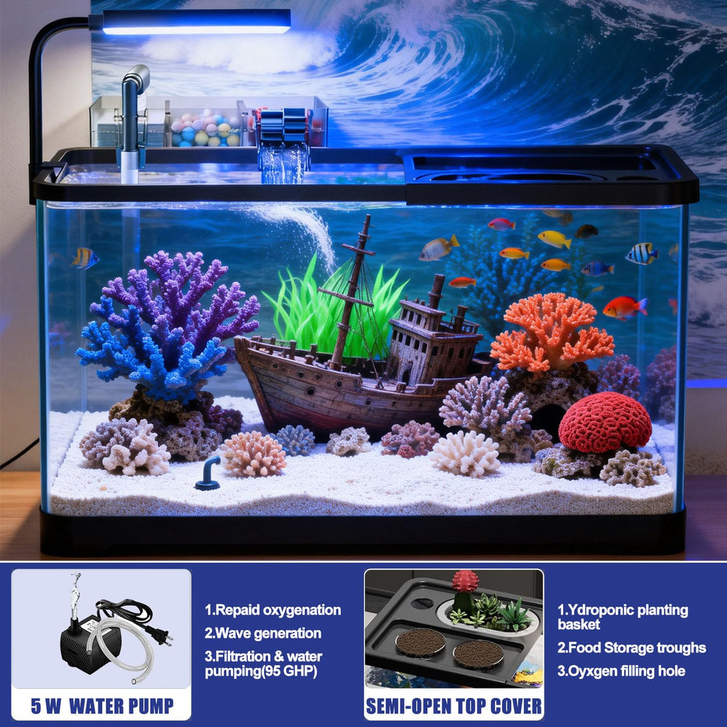 5 Gallon Plastic Fish Tank with Filter and Lid S608911
