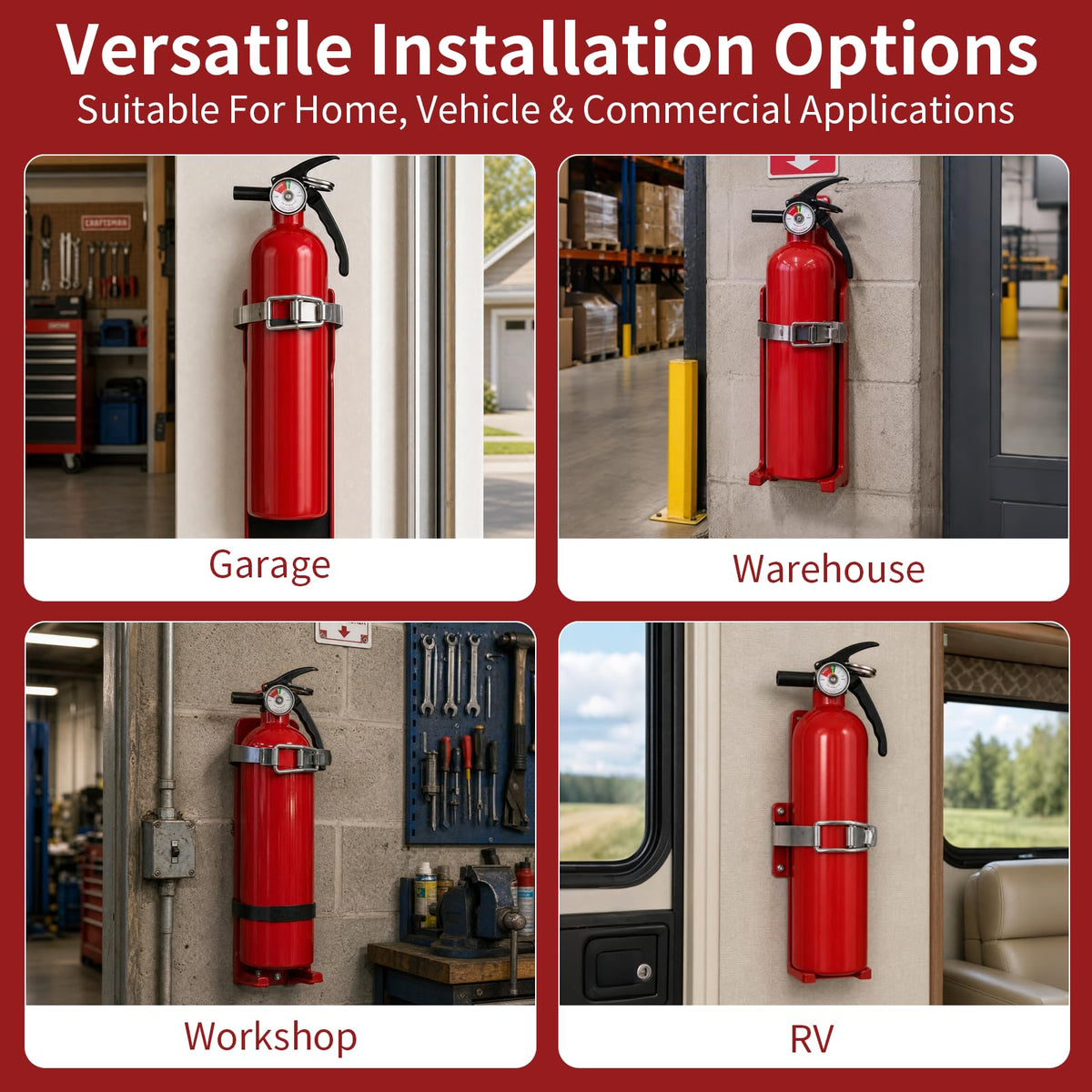 Fire Extinguisher Bracket Quick Release Anti-Vibration Mount Holder G59862