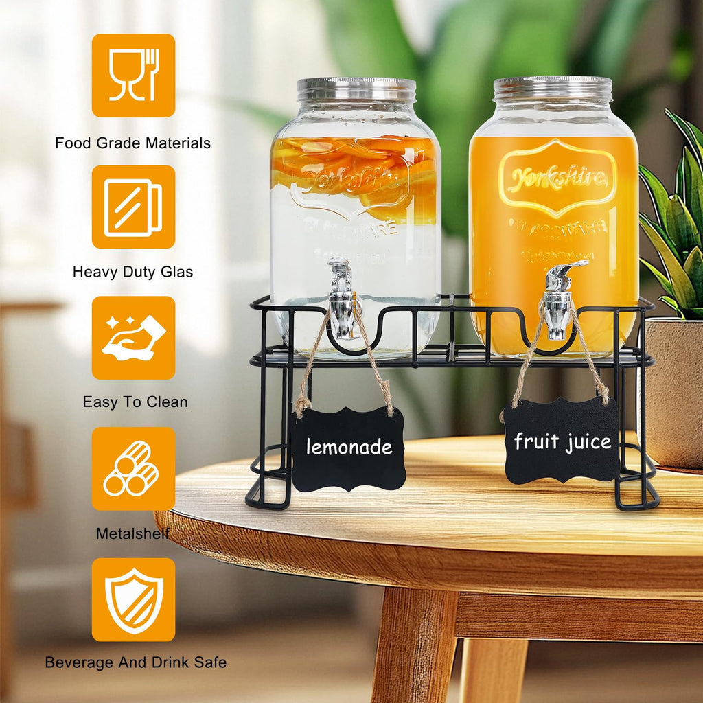 2 Pack 1 Gallon Glass Drink Dispensers Q744