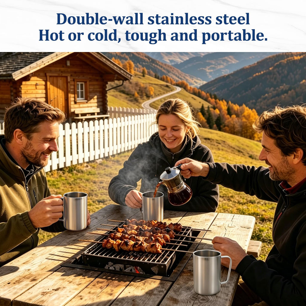 17oz Double Wall Stainless Steel Insulated Camping Mug with Lid F8245