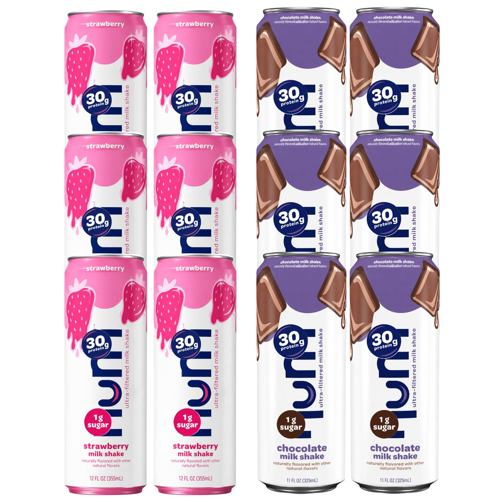 12 Pack Protein Milk Shake, Chocolate & Strawberry, 30g Protein, 11 Fl Oz V229837