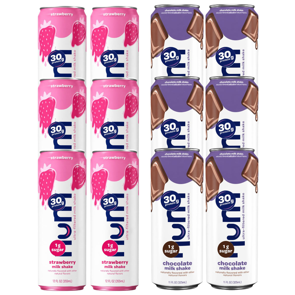 12 Pack Protein Milk Shake, Chocolate & Strawberry, 30g Protein, 11 Fl Oz V229837