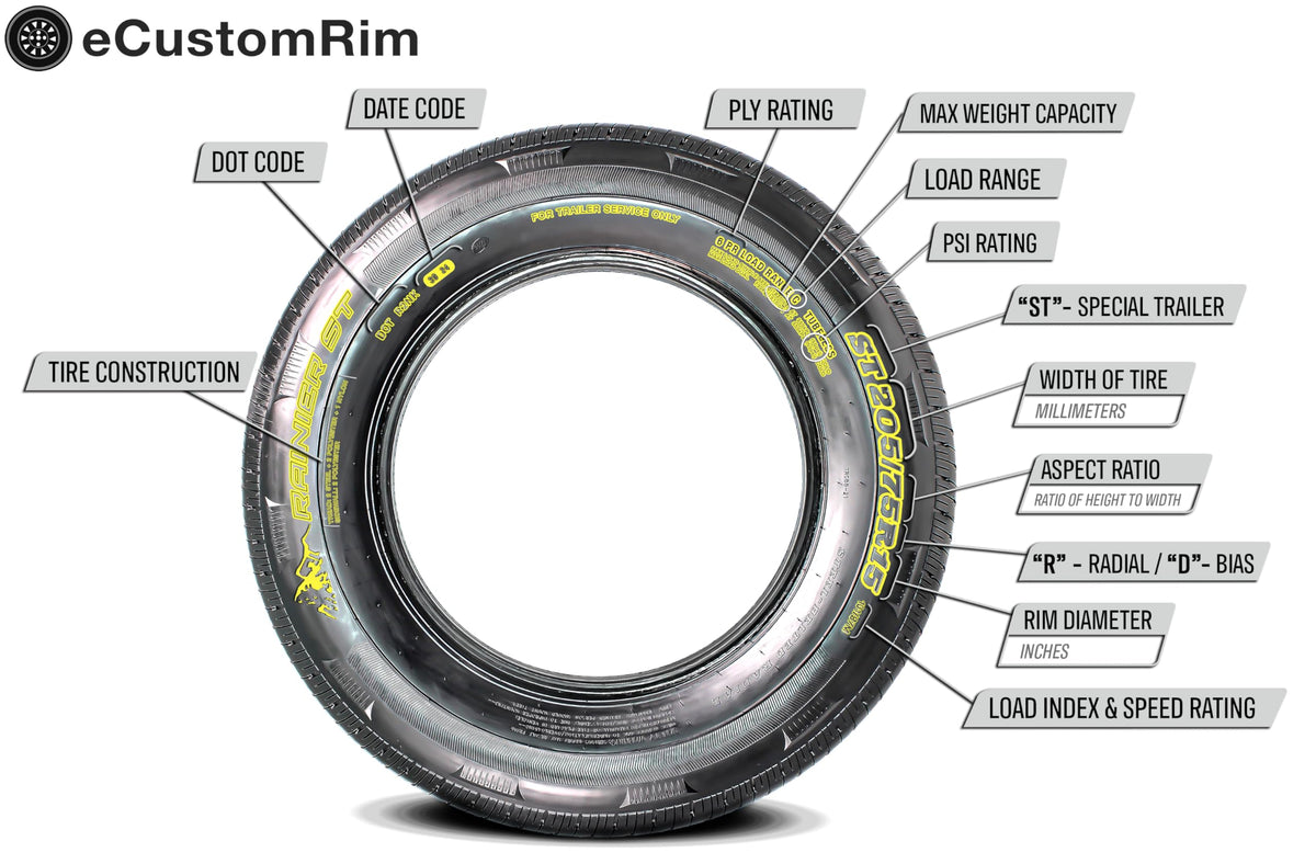 Trailer Tire Rim Assembly 5.30-12 Load B 4 Lug White C53875