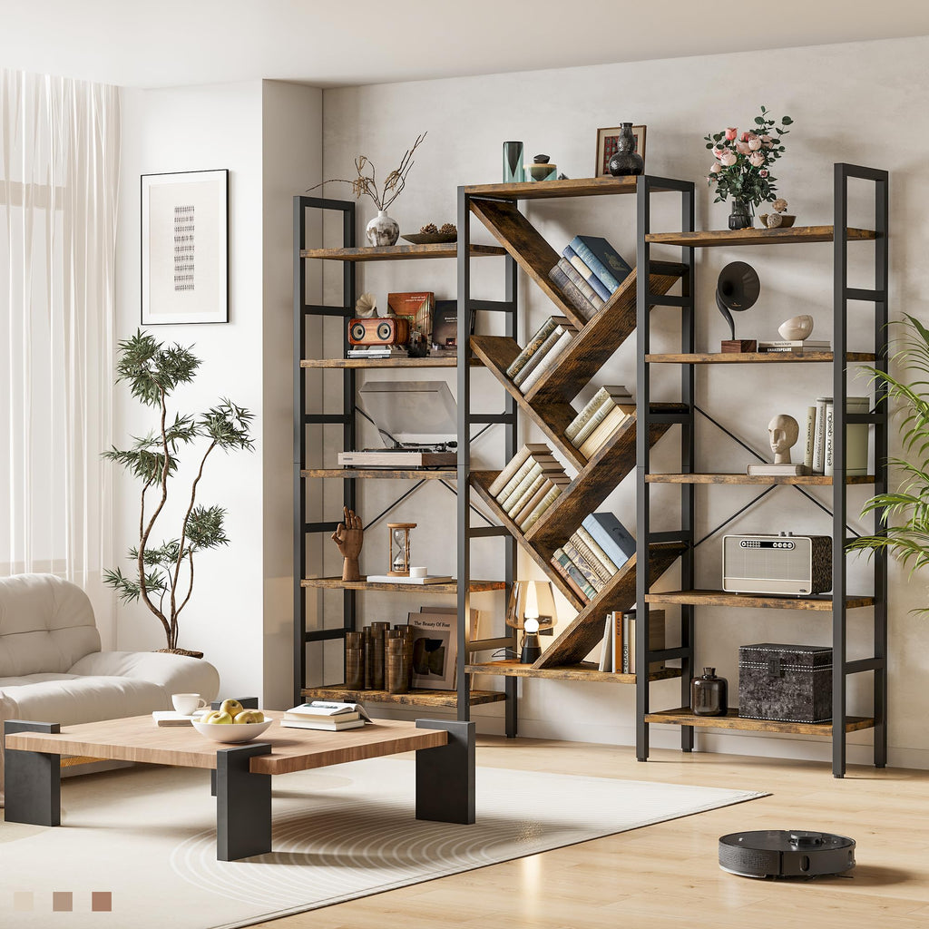 70x70 5 Tier Wooden Bookcase with 17 Open Shelf Z84737