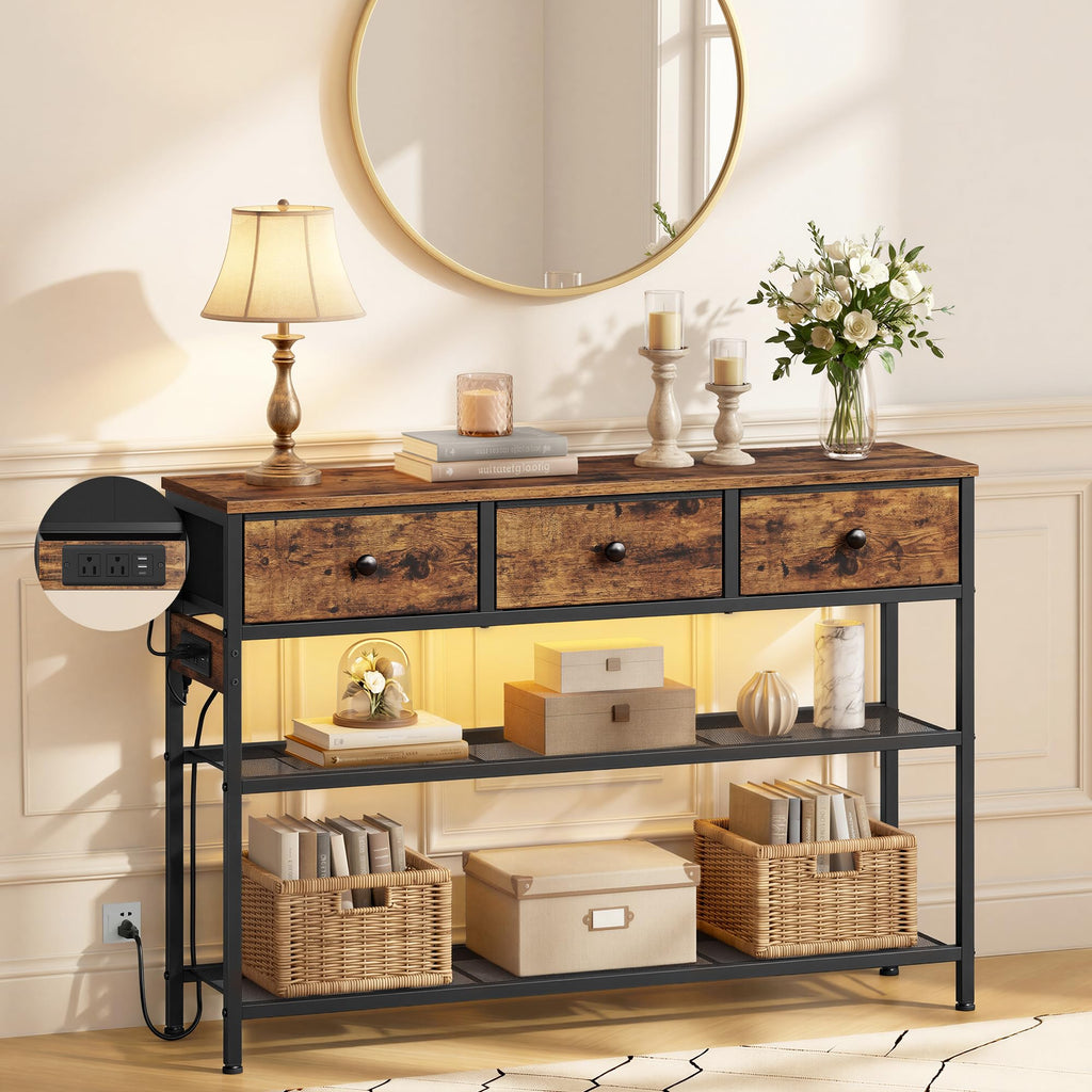 Console Table with Power Outlets and LED Lights Y8222