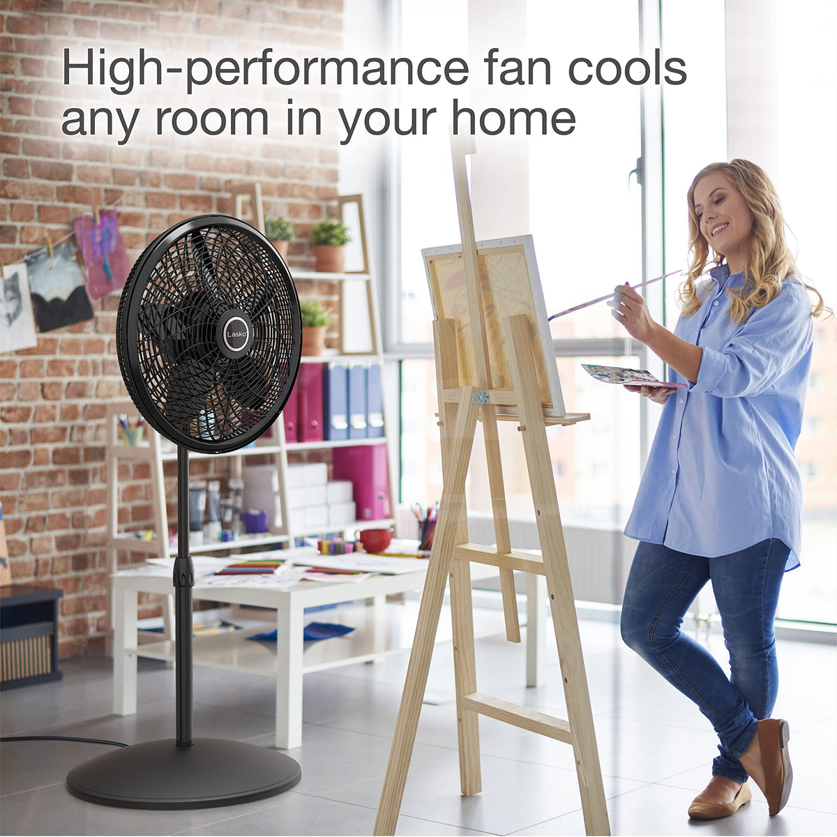 White 16 Inch and Black 18 Inch Oscillating Pedestal Stand Fans B371