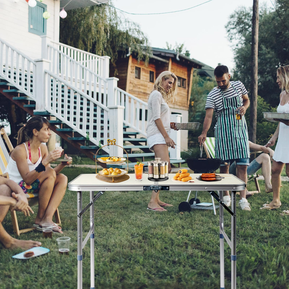 3FT Adjustable Height Aluminum Folding Camping Table Q76929