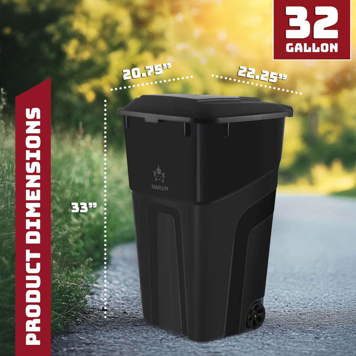 32 Gallon Wheeled Outdoor Garbage Can with Lid T7213