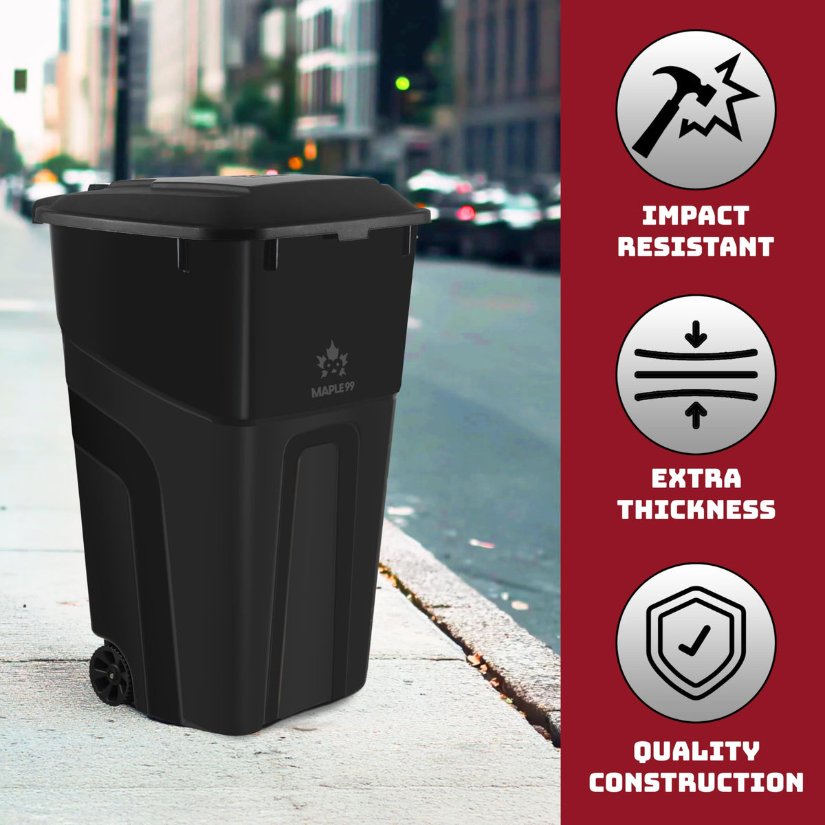 32 Gallon Wheeled Outdoor Garbage Can with Lid T7213