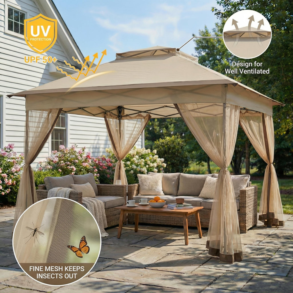 11x11 Pop Up Gazebo with Mosquito Netting G8105