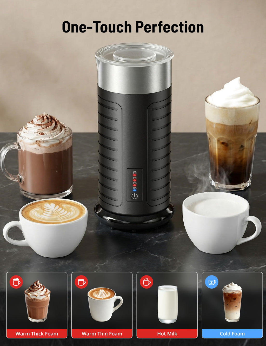 Waterproof Electric 4-in-1 Milk Frother W3114