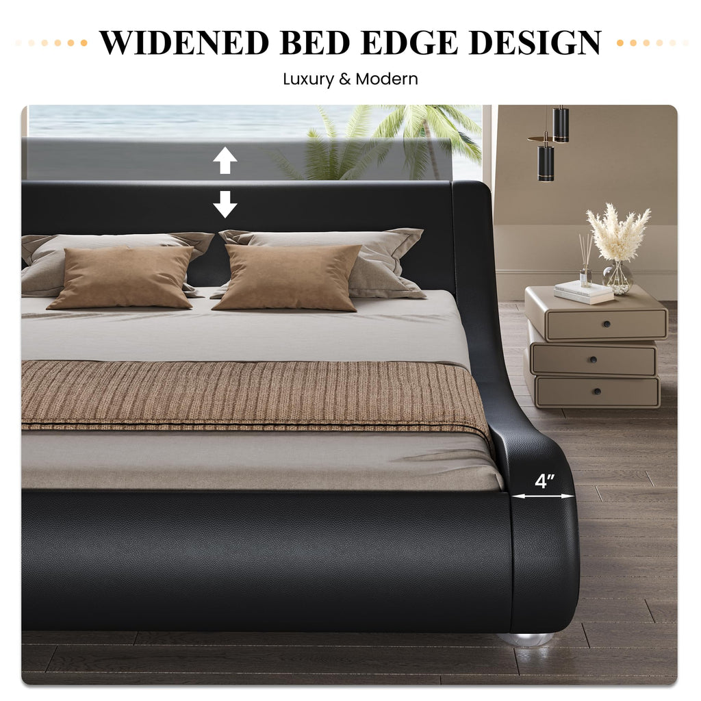 Queen Size Faux Leather Sleigh Bed Frame S93264