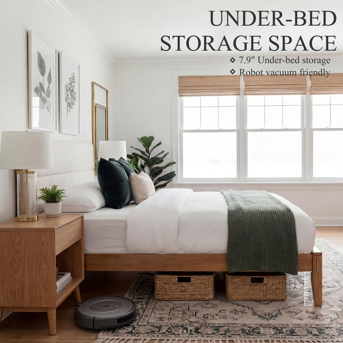 Solid Bamboo Queen Size Bed Frame with Headboard Z794