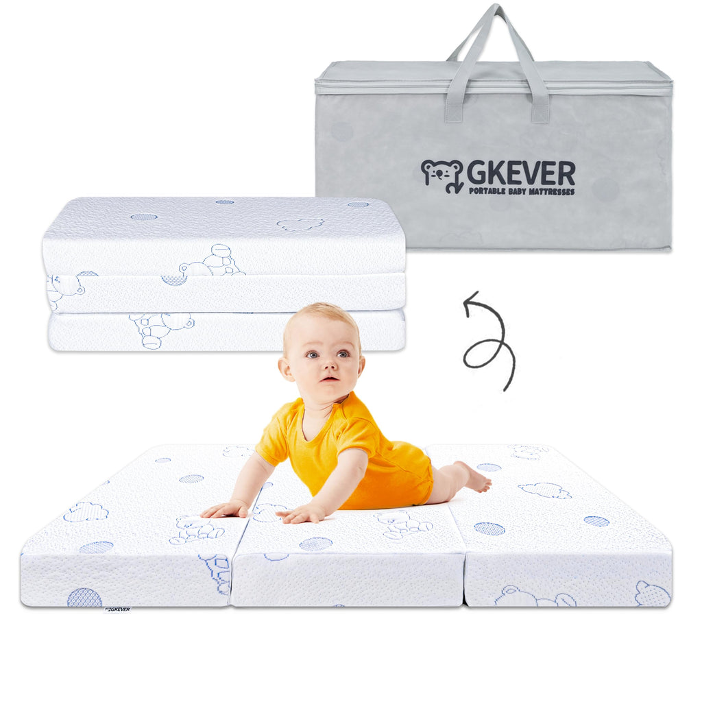 Tri-fold Pack and Play Mattress, 38x26 Dual Foam with Travel Bag O8108