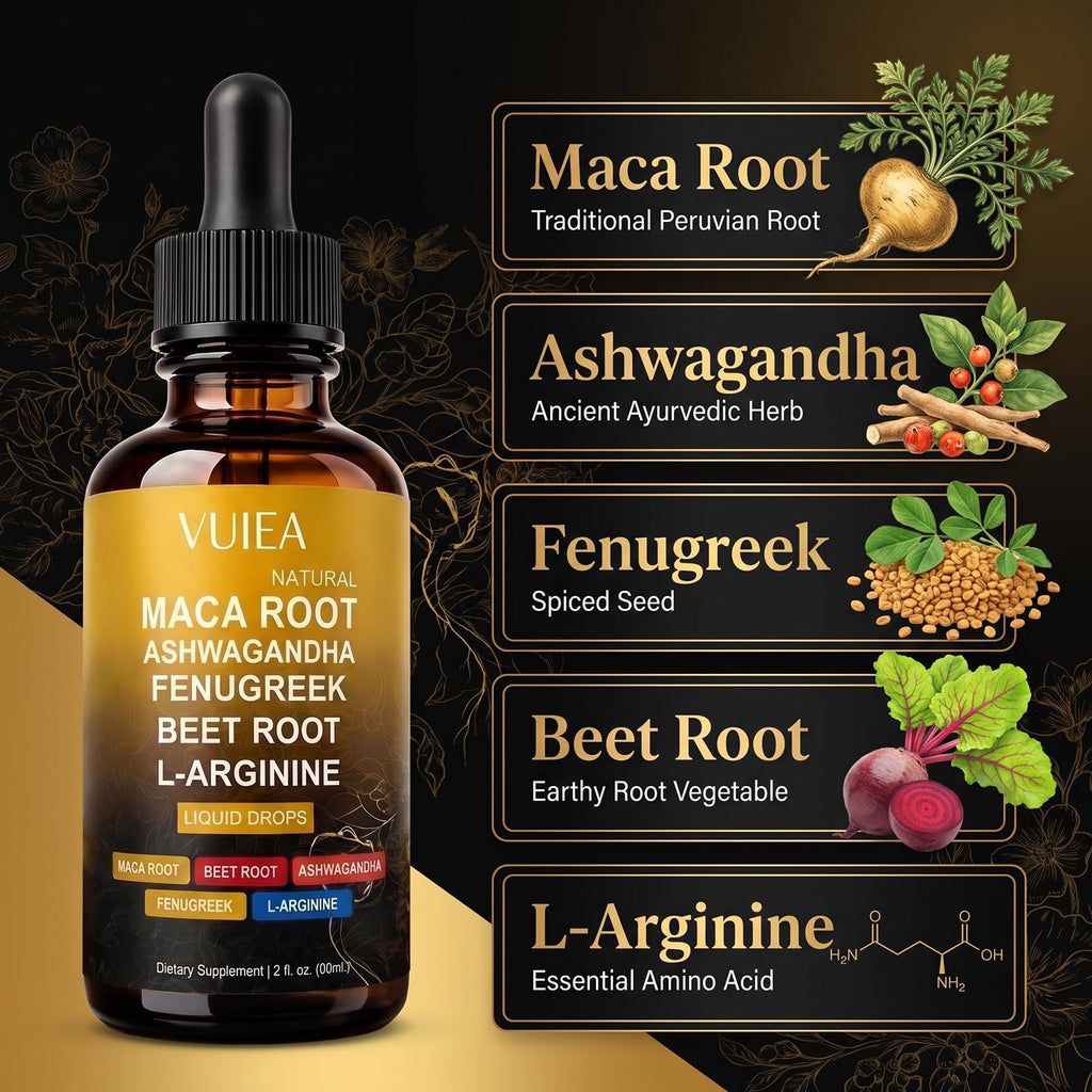 Liquid Maca Root Supplement with Ashwagandha, Fenugreek & Beet Root O9691