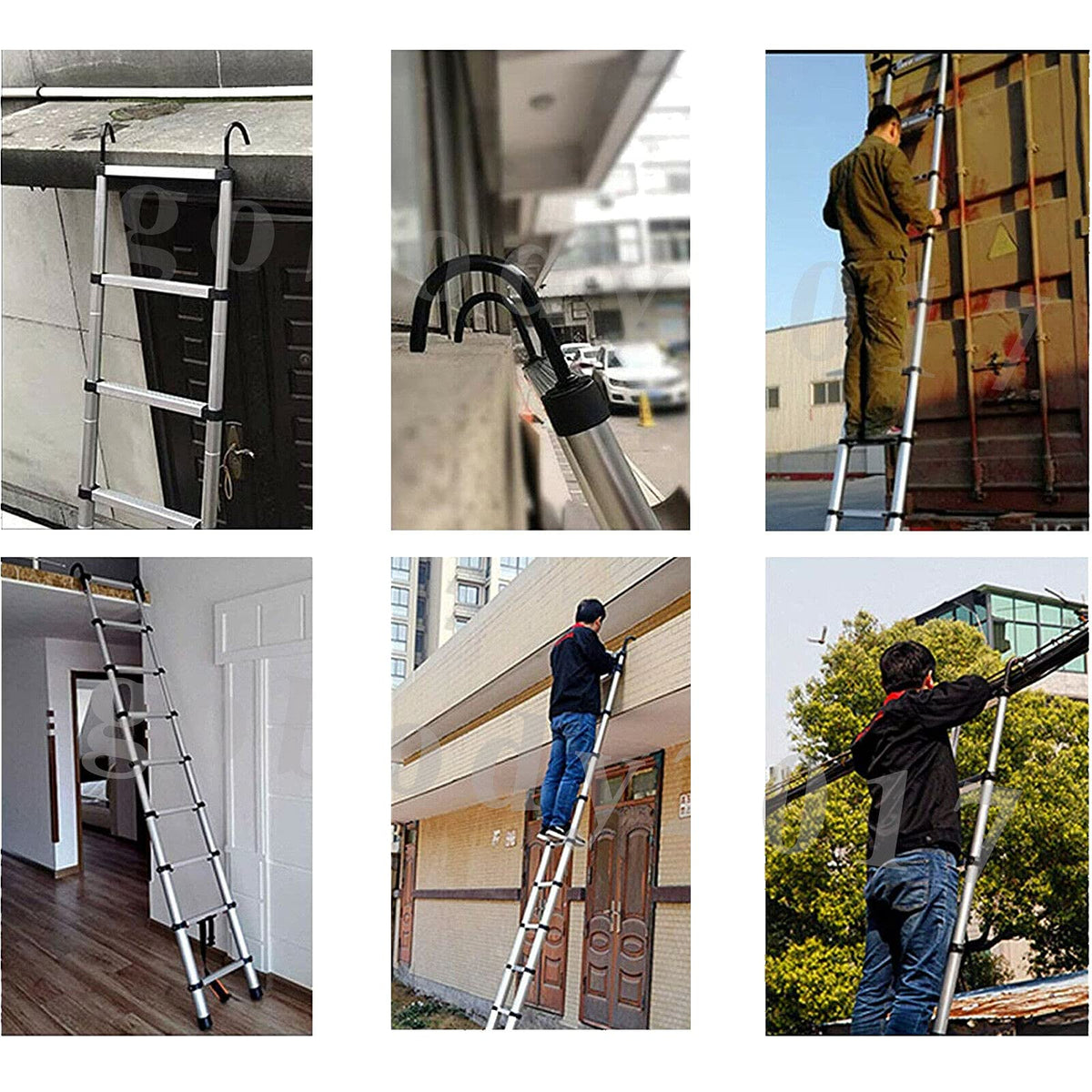 20.34 ft Aluminum Telescopic Extension Ladder 330lbs J9569