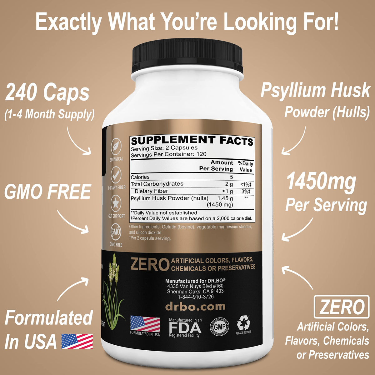 Psyllium Husk Capsule Fiber Supplement A194