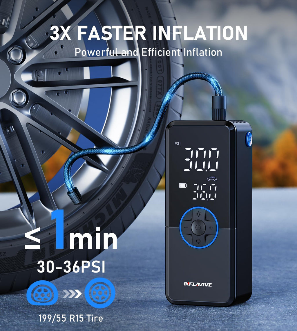 Portable Cordless Tire Inflator Air Compressor with Digital Gauge F70037