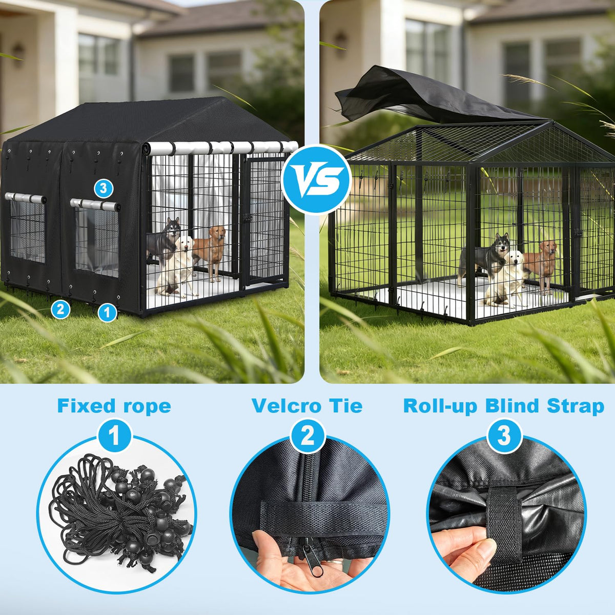Waterproof Dog Kennel Cover with Transparent Window U609