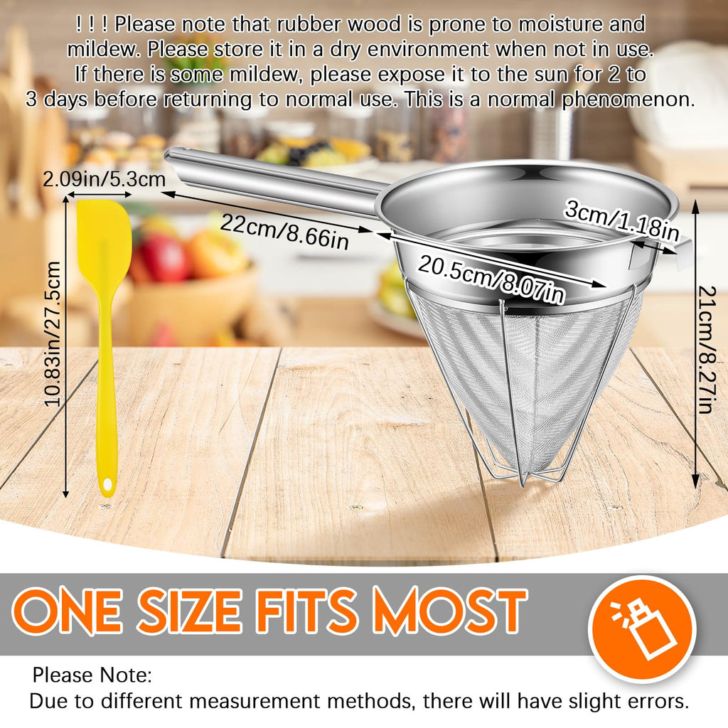 8" Fine Mesh Strainer Set with Handle and Pestle R281