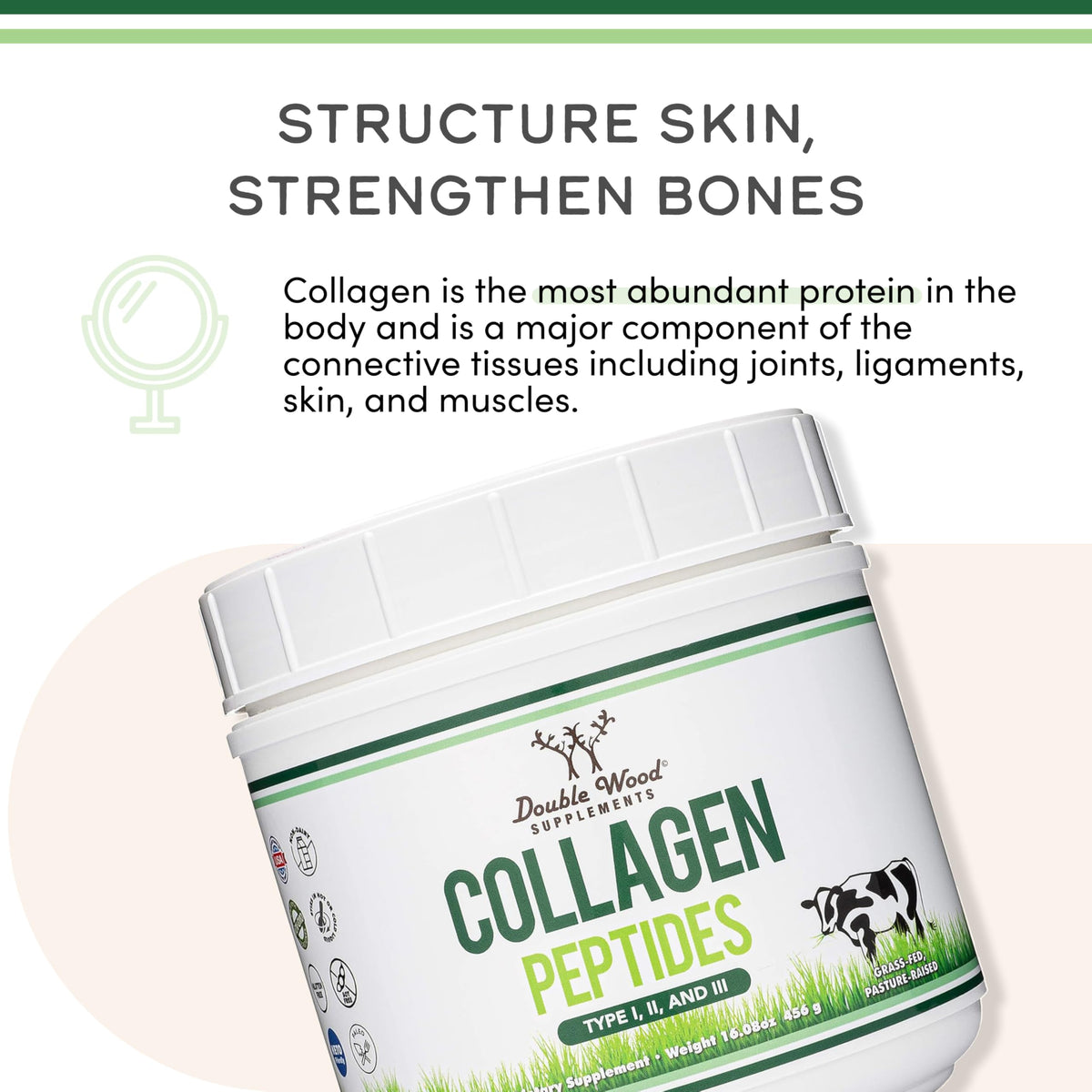 Collagen Peptides Powder Type I II III 16 oz O847