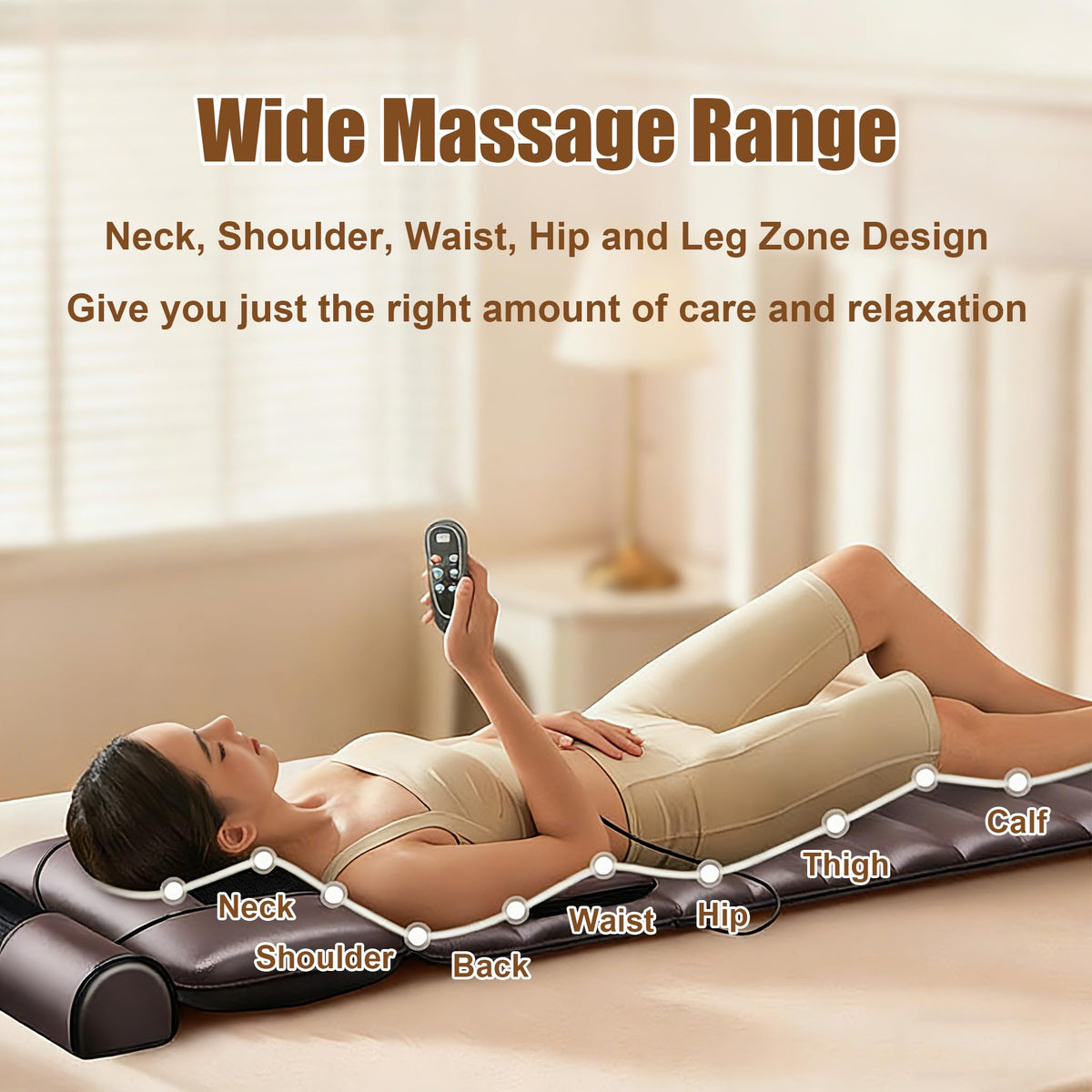 Brown Full Body Heating Massage Mat with Detachable Neck and Leg Massagers B399729