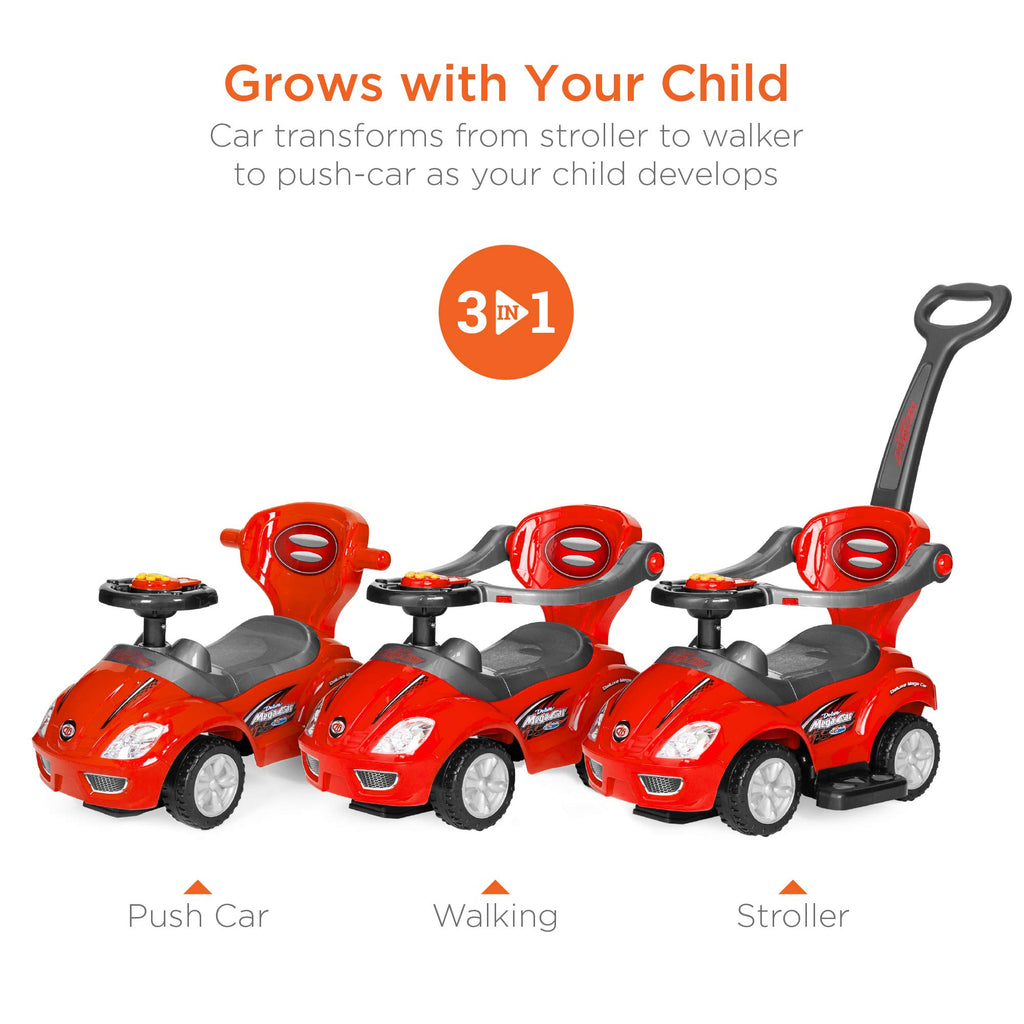 Kids 3-in-1 Push and Pedal Ride On Car I13648
