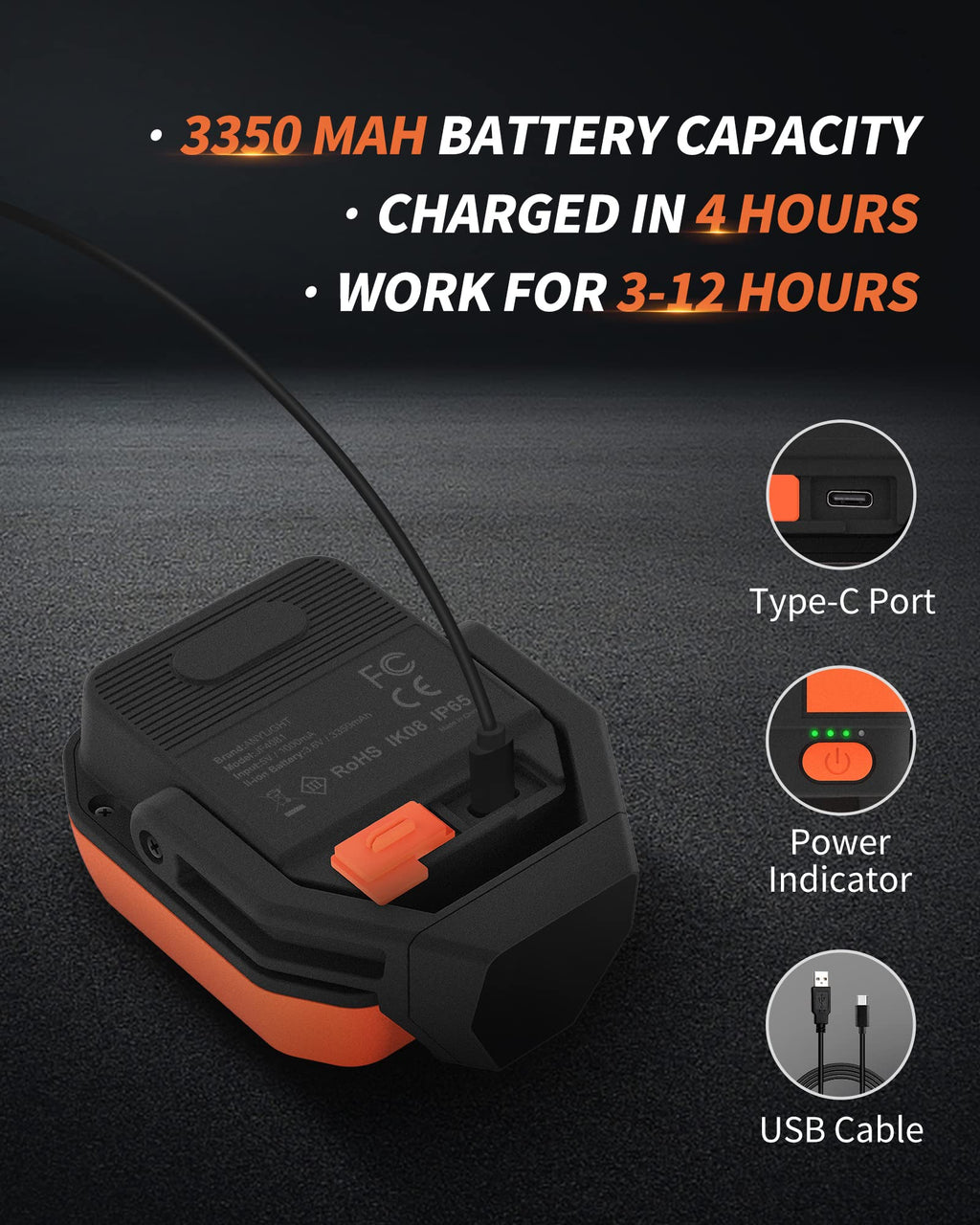 Rechargeable 4 Modes 1200LM Magnetic Work Light W49599