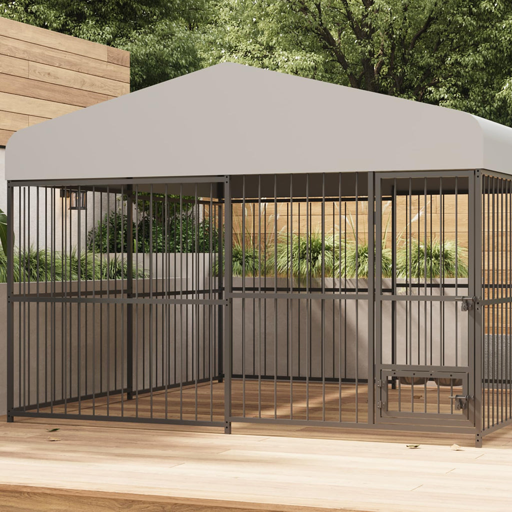 10X10x6 ft Heavy-Duty Metal Outdoor Dog Kennel with Lockable Door Z74721