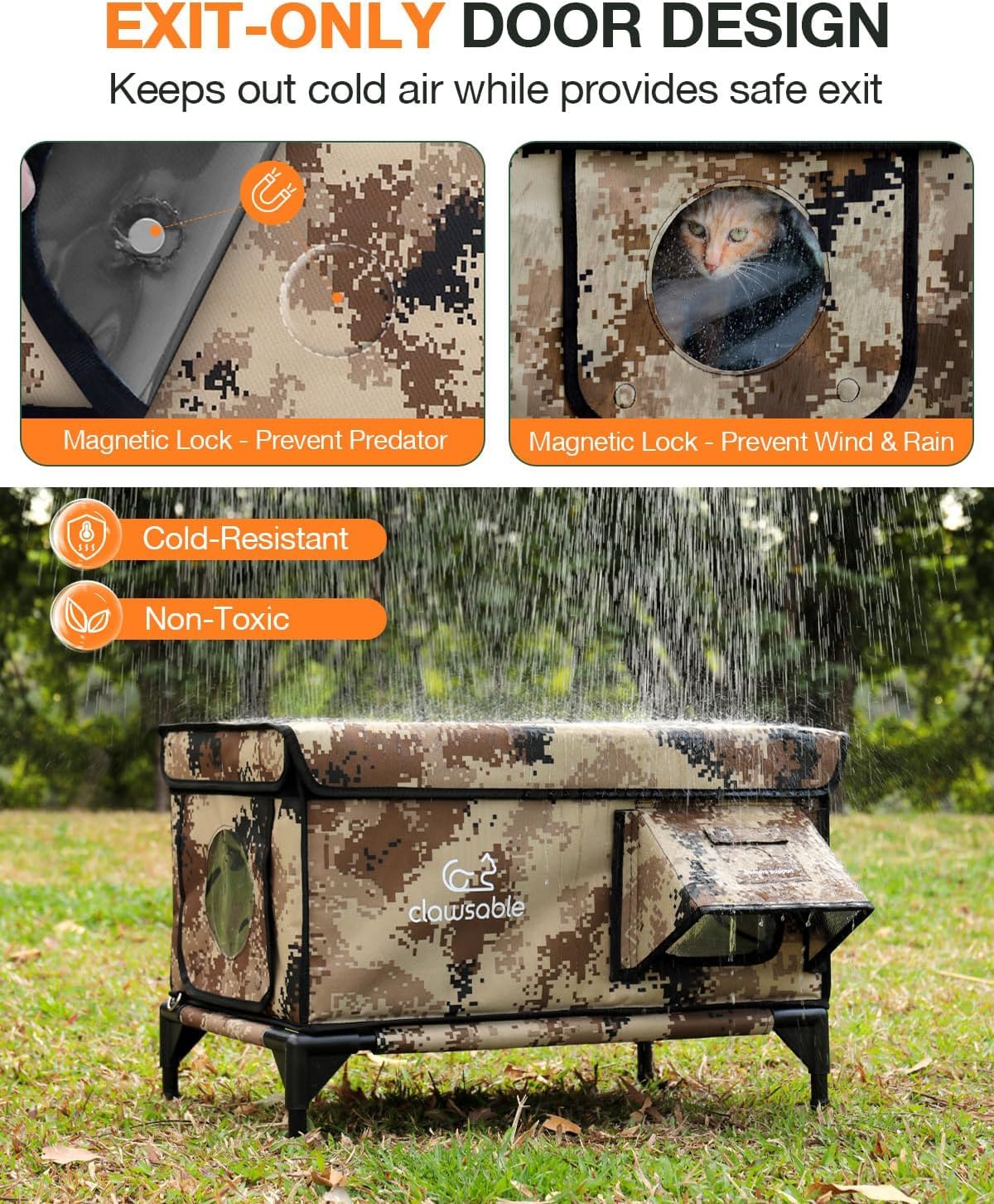 Heated Insulated Outdoor Cat Shelter with Escape Door D3658