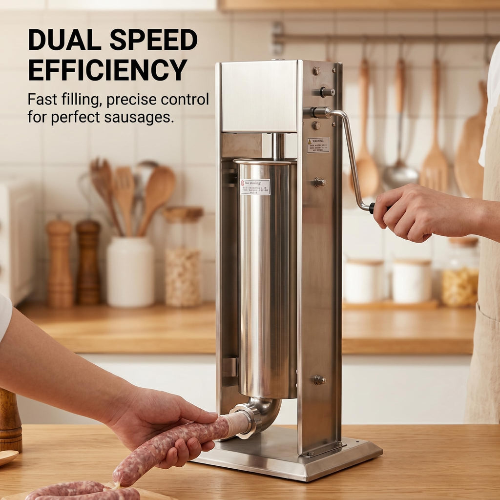 Stainless Steel 15LB Dual Speed Vertical Manual Sausage Stuffer H64433