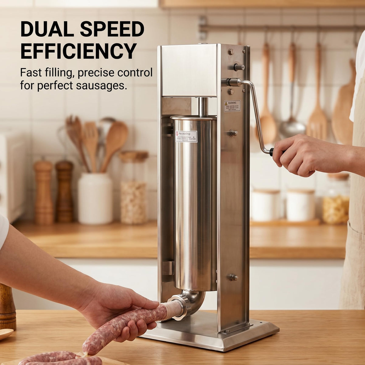 Stainless Steel 15LB Dual Speed Vertical Manual Sausage Stuffer H64433