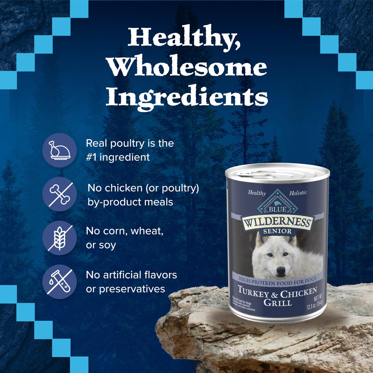 High Protein Wet Food for Senior Dogs, Turkey & Chicken, 12.5-oz Cans, Pack of 24 Y3896