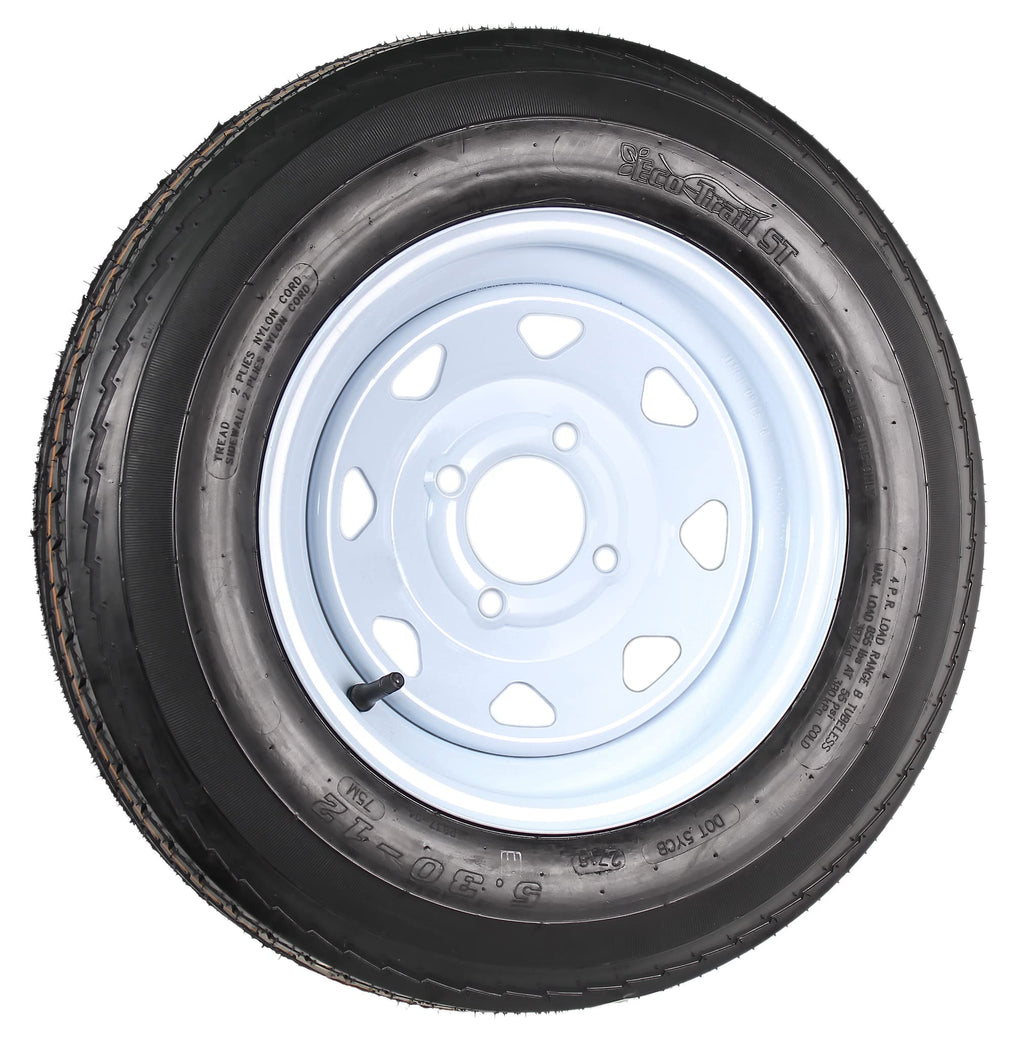 Trailer Tire Rim Assembly 5.30-12 Load B 4 Lug White C53875