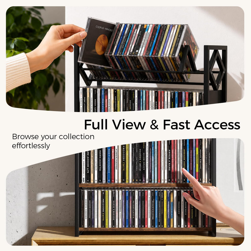 3-Tier Wooden and Metal CD Storage Rack N290