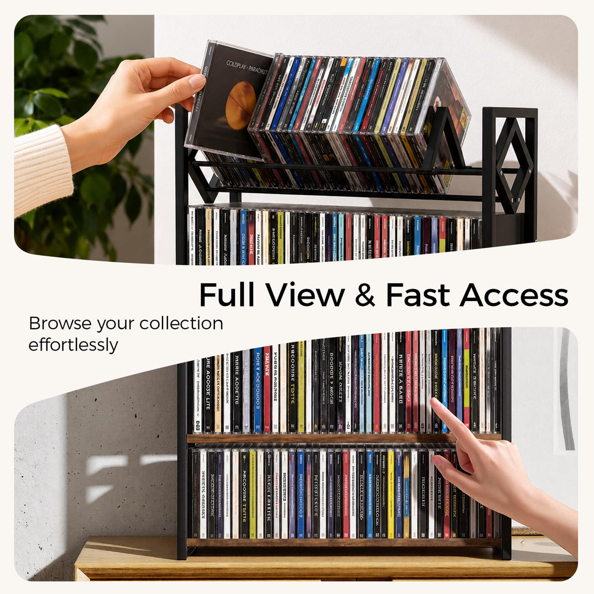 3-Tier Wooden and Metal CD Storage Rack N290
