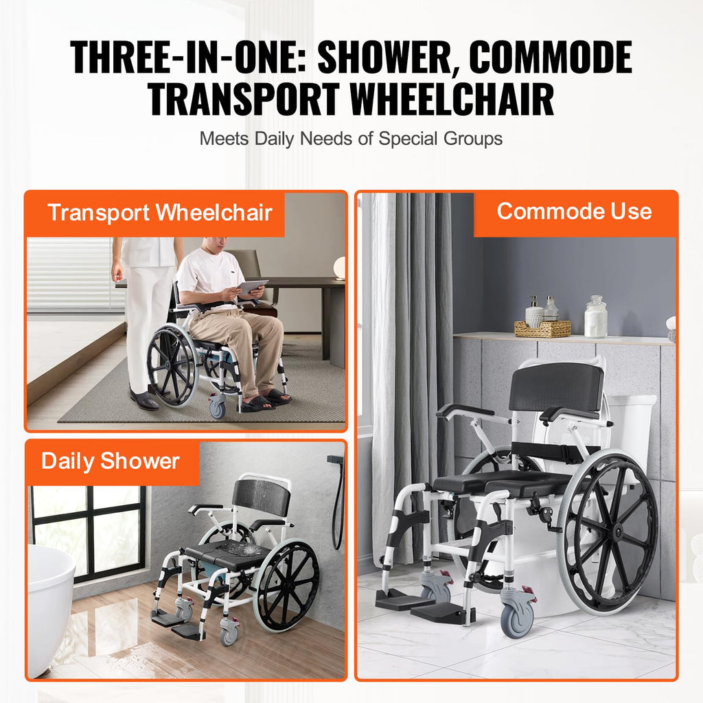 17.5in Adjustable Aluminum Shower Wheelchair with Brake X90646