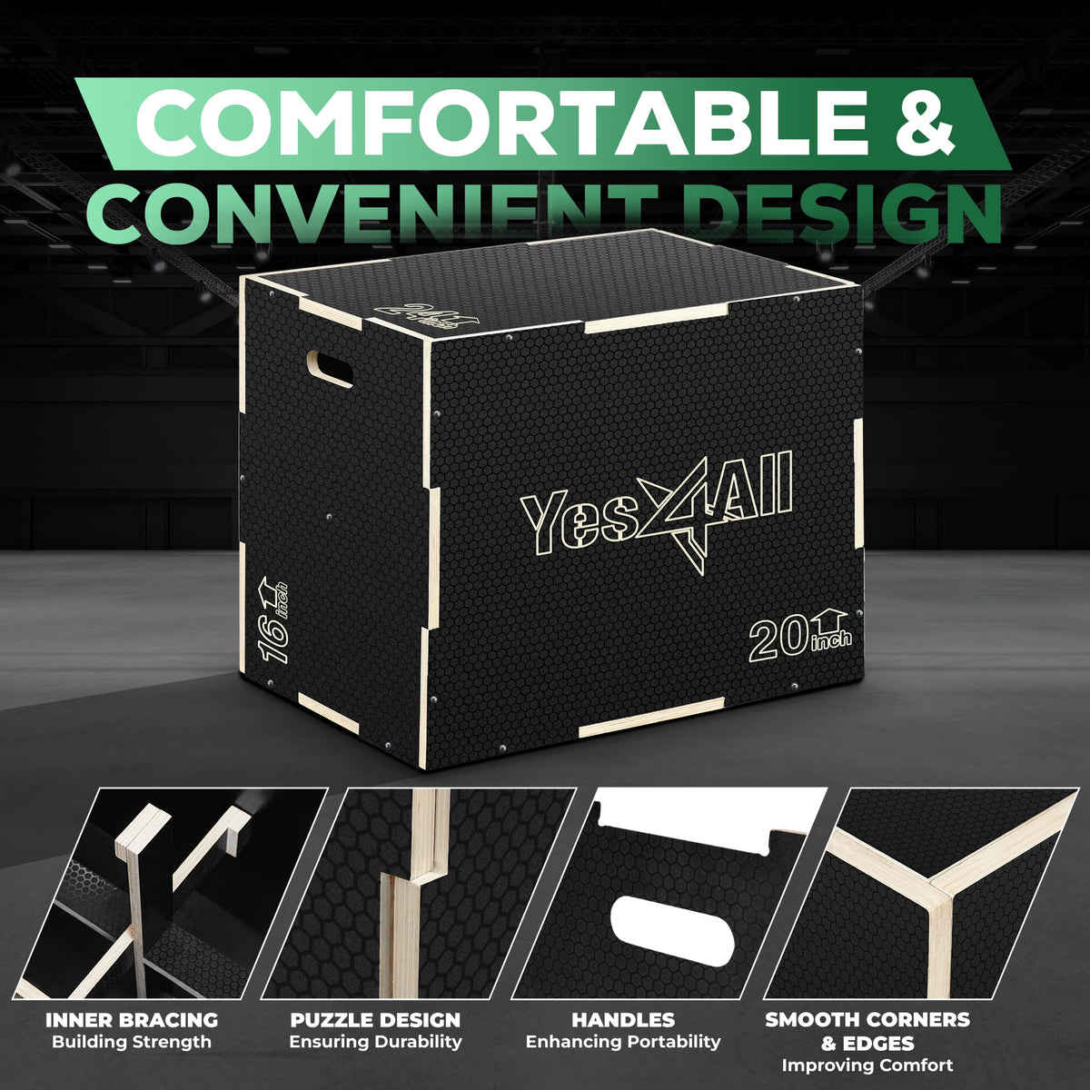 3-in-1 Non-Slip Wooden Plyo Box R229830