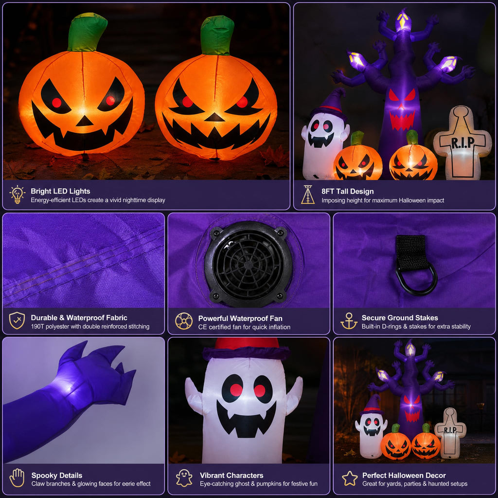 8FT Halloween Inflatables Tree with LEDs H10835