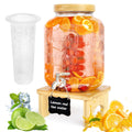 2 Gallon Glass Beverage Dispenser with Wood Stand G3093