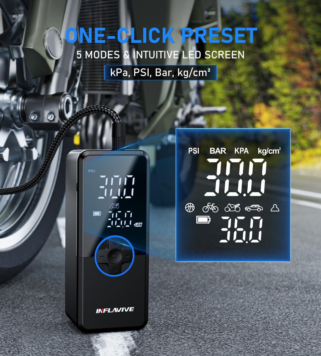 Portable Cordless Tire Inflator Air Compressor with Digital Gauge F70037