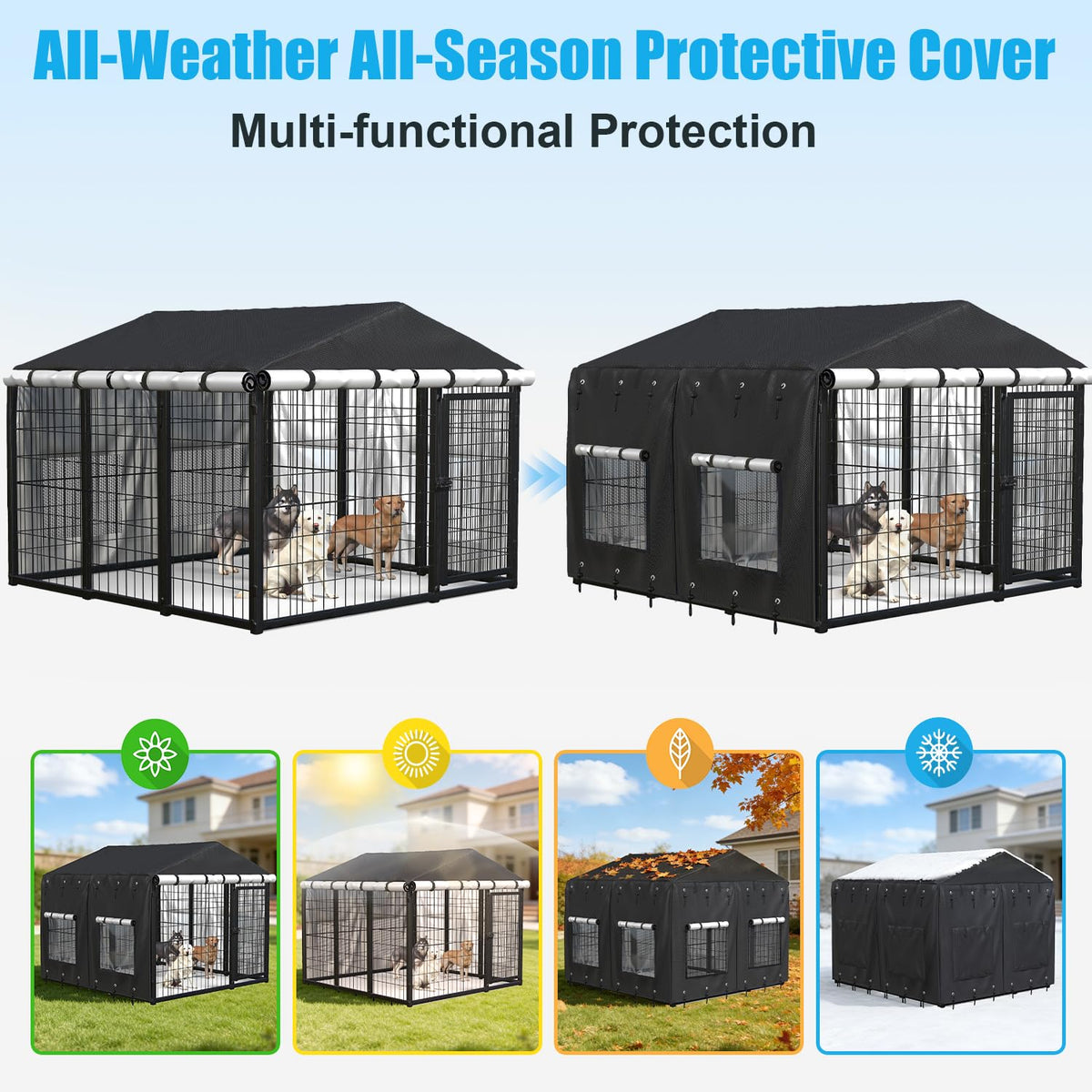 Waterproof Dog Kennel Cover with Transparent Window U609
