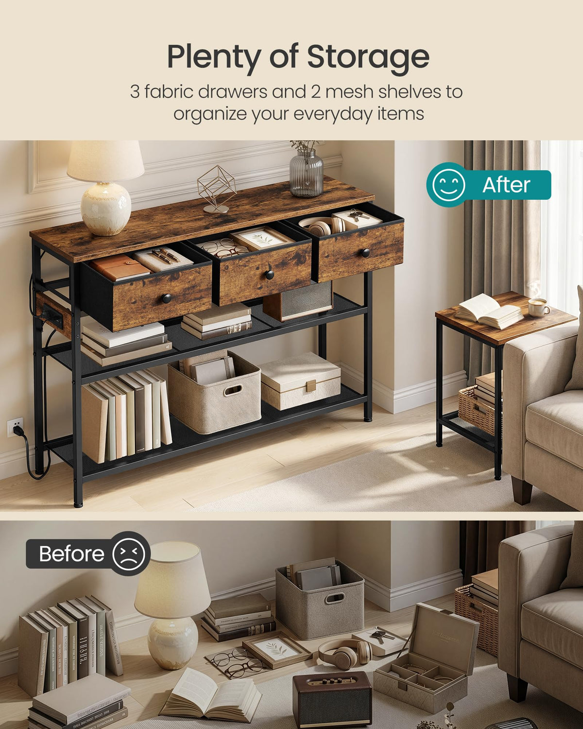 Console Table with Power Outlets and LED Lights Y8222