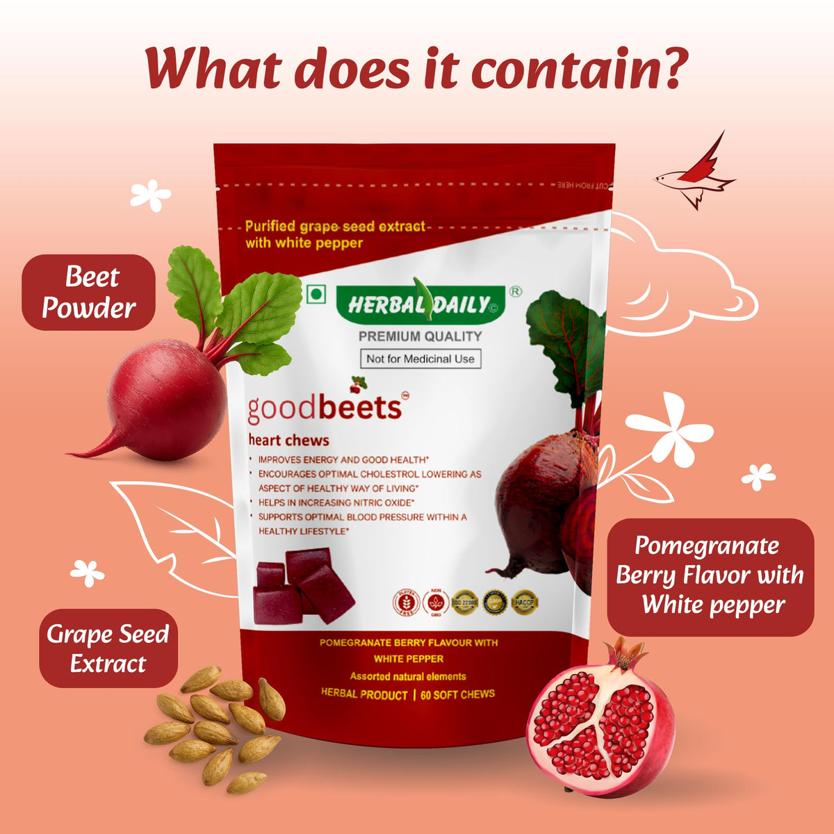 Non-GMO Grape Seed Extract & Beet Powder Soft Chews Y4427