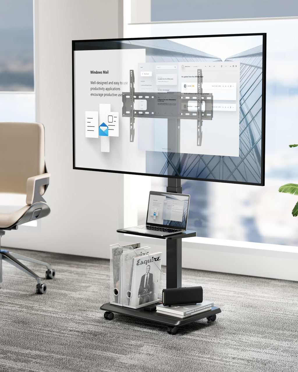 Rolling TV Stand with Power Outlet for 32-75 inch TVs G2203