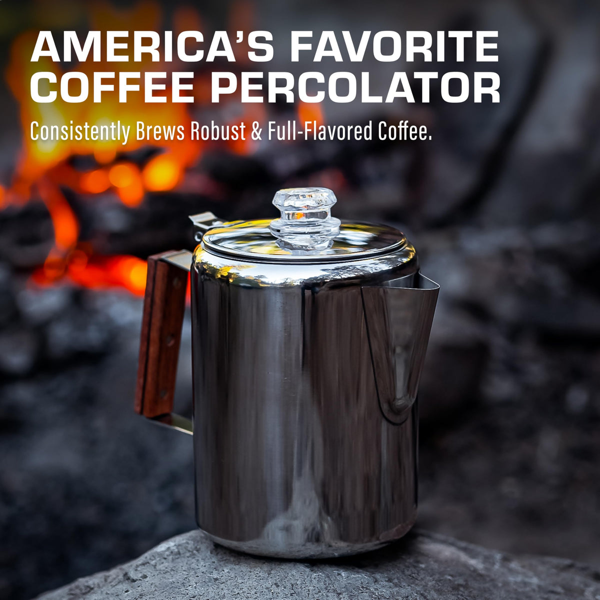 9 Cup Percolator Coffee Pot & 10 oz Double Wall Stainless Steel Cups M2359