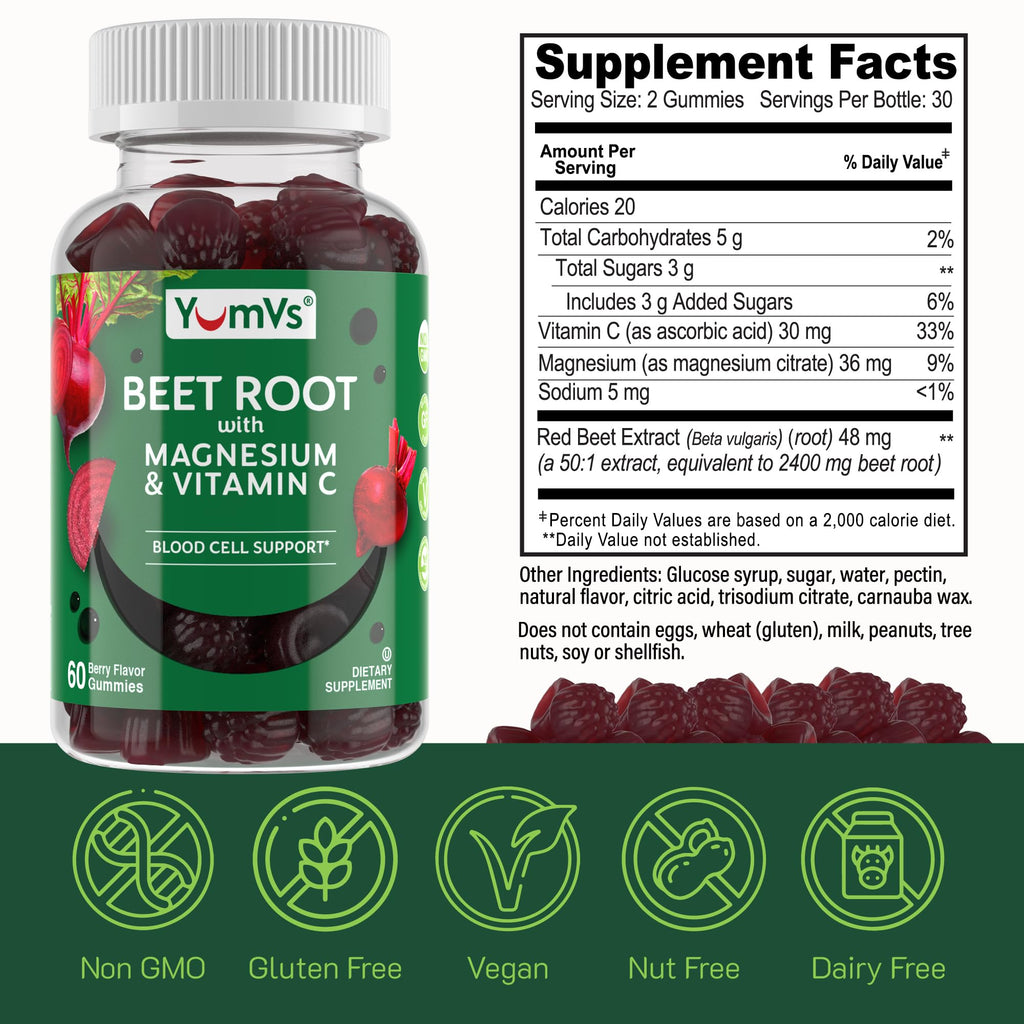 Beet Root Gummies with Magnesium & Vitamin C 60 Count S448373