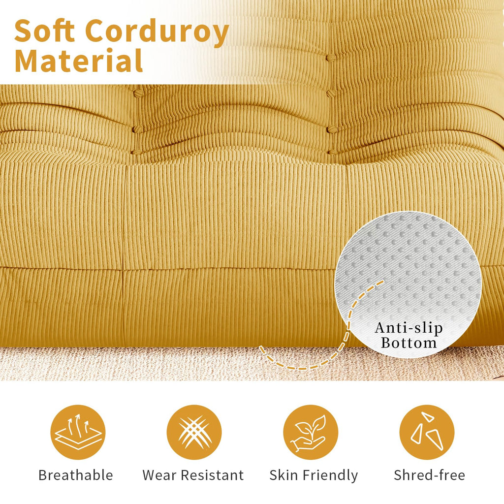 Yellow Corduroy Memory Foam Bean Bag Chair X7249