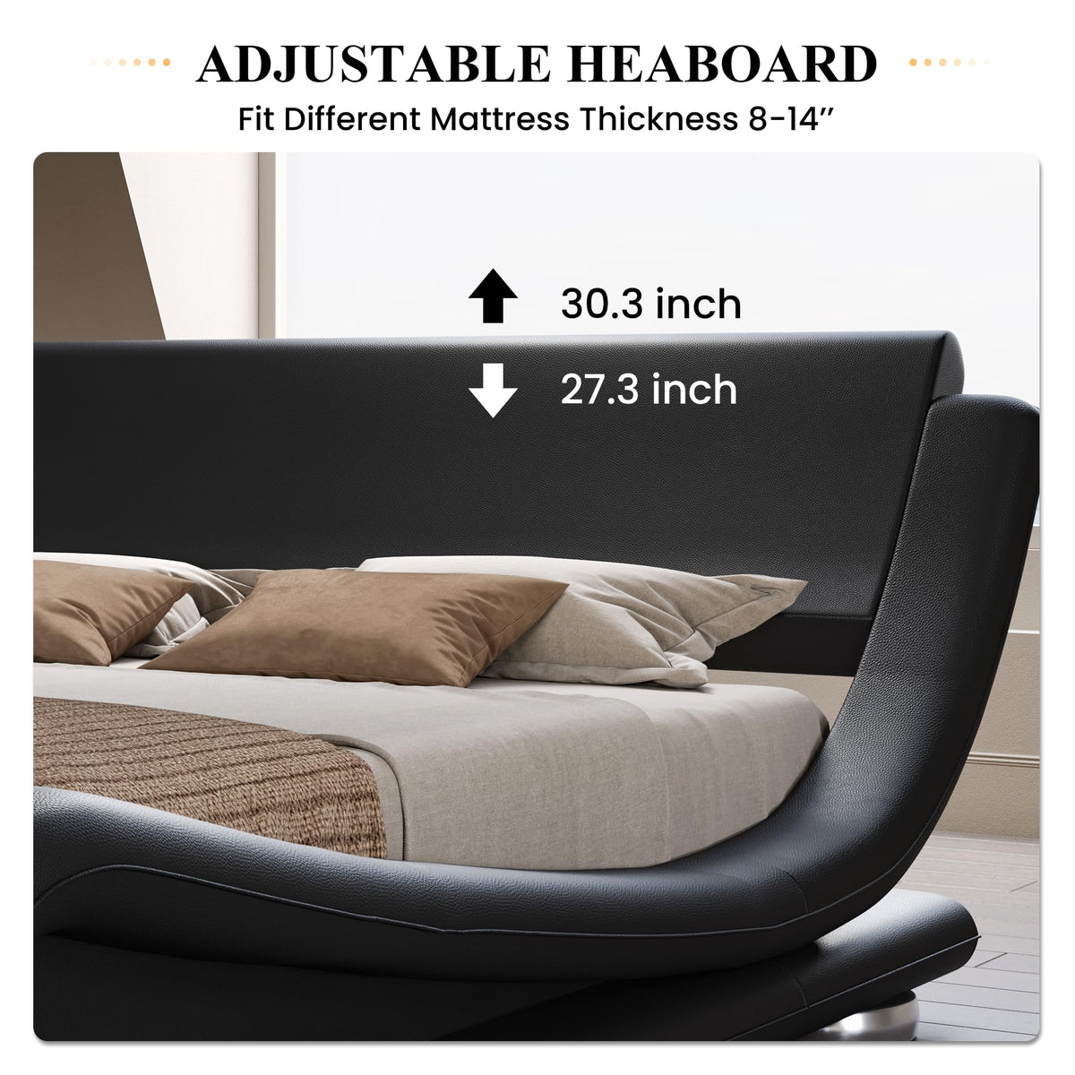 Queen Size Faux Leather Sleigh Bed Frame S93264